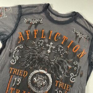 Affliction Graphic T-Shirt Eagle Cross Tried True Trademark Mens‎ Large